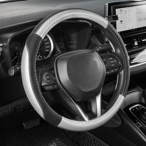 Vista 16 de SEG Direct Funda para volante de automóvil, tamaño mediano estándar de 14 1/2-15 pulgadas, embalaje no plegable, resistente, antideslizante, cuero