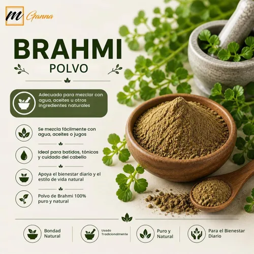 Vista 4 de Brahmi Powder 100% puro y natural, 0.22 libras / 100 GMS Polvo de Bacopa Monnieri para cabello y salud