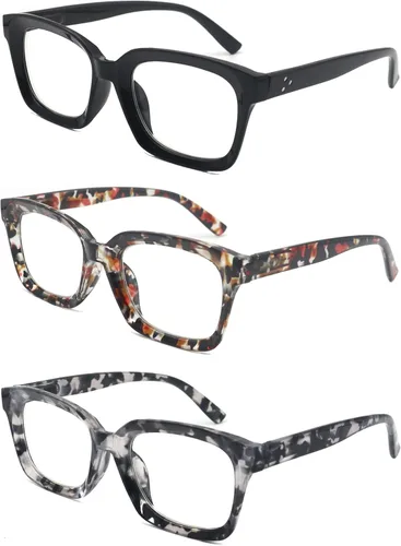Vista 2 de Oprah Style - Lentes de lectura para hombres y mujeres, cuadrados, con bloqueo de luz azul, lector de computadora 3 Mezcla