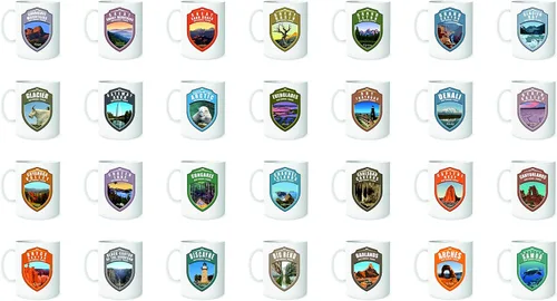 Vista 5 de Colección Las 63 tazas de café blancas de los Parques Nacionales de Estados Unidos (ACADIA)