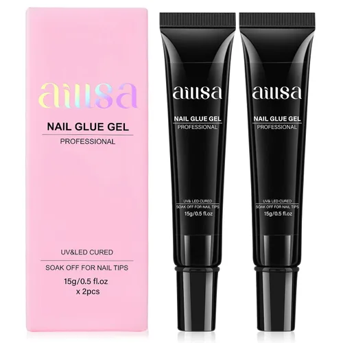 Vista 10 de AILLSA - Pegamento de uñas de gel para puntas de uñas, pegamento de gel súper fuerte y sólido 15g, pegamento de uñas acrílicas postizas