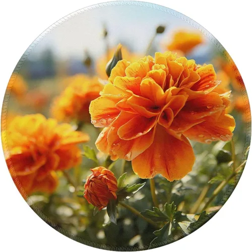 Vista 9 de Gaming Mousepad Marigold Flower Autumn Flowers Print Round Mousepad Non-Slip Rubber Base MousePads with Stitched Edges MouseMat for Computers Laptop