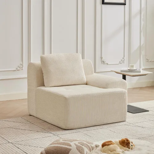 Vista 53 de Sofá modular modular con otomana móvil, sofá de asiento profundo con almohadas, cómodo sofá modular de nube para sala de estar, dormitorio y Blanco