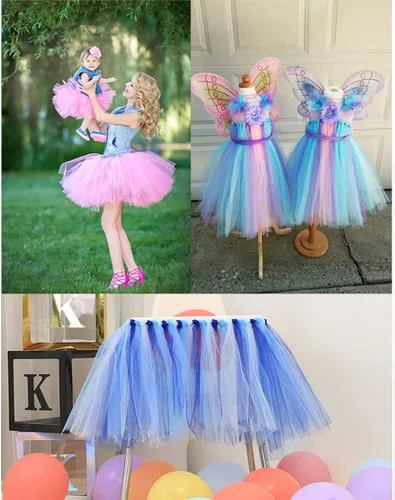 Vista 6 de Rollos de tul de 6 pulgadas por 100 yardas (300 pies) de tela de carrete de tul para bricolaje, faldas tutú, bodas, baby shower, manualidades