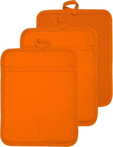 Vista 35 de Oven Pot Holder with Pocket Cotton Heat Resistant Coaster Potholder Kitchen Hot Pad Oven Mitts for Cooking and Baking Square 7"x9" (Aqua, Silicone)