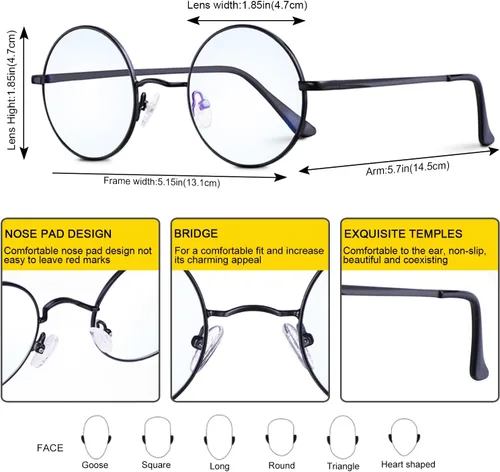 Vista 7 de Brigtlaiff - Lentes redondos con bloqueo de luz azul para hombres y mujeres, anteojos para computadora, juegos y TV, antifatiga ocular con marco
