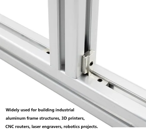 Vista 7 de 20 piezas de ranura en T negra en forma de L para interior de esquina interior, junta interior de perfil de aluminio de 90 grados con tornillos M5