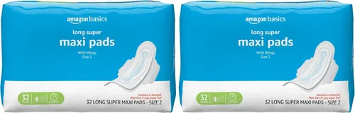 Vista 17 de Amazon Basics Almohadillas largas gruesas con alas para períodos, absorción regular, sin perfume, tamaño 1, 36 unidades (anteriormente Solimo)