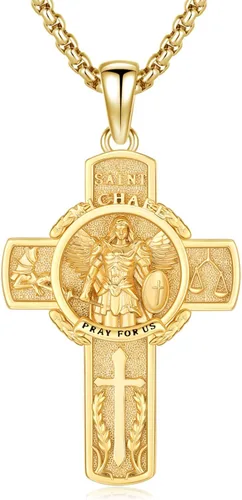 Vista 113 de 925 Sterling Silver Patron Saint Amulet Necklace for Men Women plateado