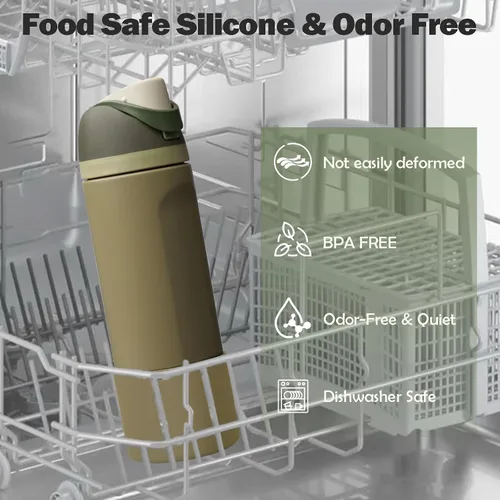 Vista 7 de 2 botas de silicona compatibles con Owala FreeSip de 24 onzas, funda protectora superior para botella de agua, reducción de ruido, cubierta inferior