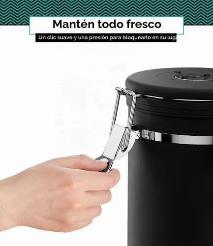 Vista 3 de Coffee Gator Coffee Canister, 16oz Airtight Stainless Steel Container Negro