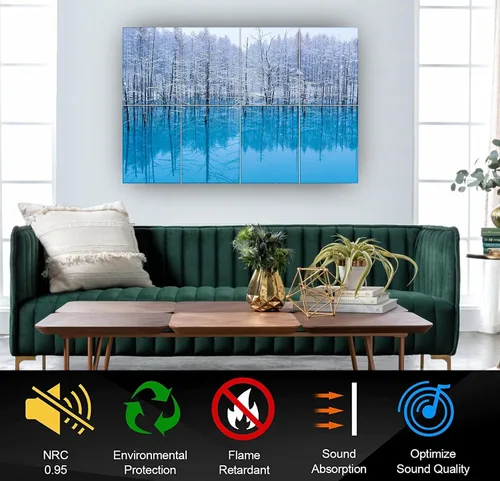 Vista 5 de Paquete de 8 paneles acústicos de arte de pared, paneles autoadhesivos de amortiguación absorbentes de sonido de 48 x 32 pulgadas