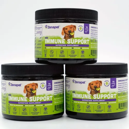Vista 12 de Polvo de apoyo inmunológico para perros, cola de pavo, espirulina y beta-glucano, apoya un sistema inmunológico saludable y digestión, grado humano