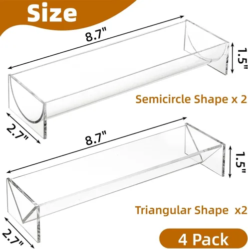 Vista 2 de SOUJOY Paquete de 4 bandejas de galletas para servir, soporte acrílico para galletas, soporte rectangular transparente para exhibición de alimentos