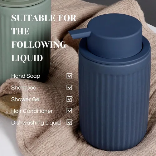 Vista 7 de INGOFIN Dispensador de Jabón Espumoso Cerámico - Dispensador de Jabón de Mano de 12oz Espumoso para Baño, Dispensador de Platos Moderno y Recargable