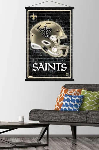 Vista 2 de Trends International NFL New Orleans Saints - Póster de pared con casco neón 23 con marco magnético