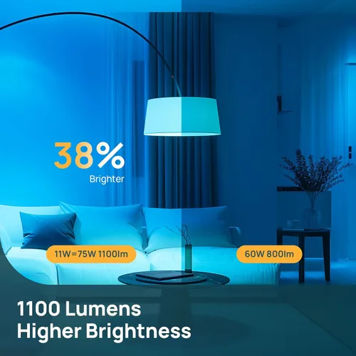 Vista 4 de Bombilla Inteligente Linkind Matter, 1100LM 75W Bombillas Inteligentes que Funcionan con Alexa/Apple Home/Google Home/SmartThings, Bombillas LED