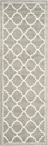 Vista 2 de SAFAVIEH - Alfombra de la colección Amherst, diseño marroquí de enrejado, para pasillo, 2 pies 3 pulgadas x 13 pies, gris oscuro y beige,