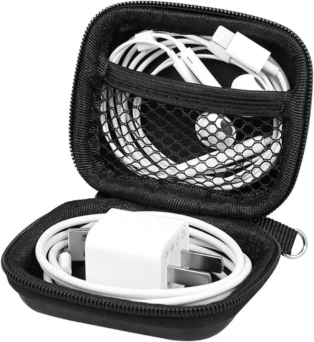 Vista 2 de Funda rígida para auriculares, bolsa de almacenamiento de auriculares de EVA, pequeña bolsa con cremallera compatible con auriculares con cable, JBL