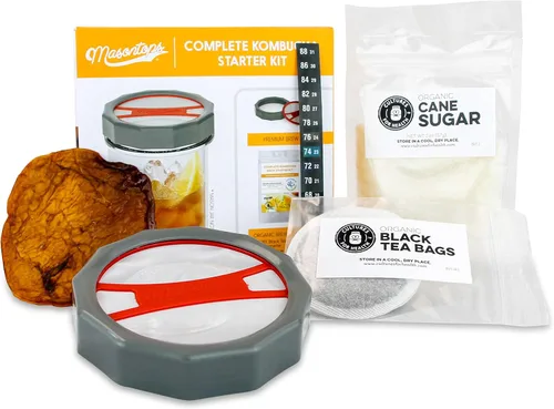 Vista 9 de Masontops Tapa de Kombucha – Suministros para tarros de masón de elaboración de cerveza casera – Kit de inicio para hacer kombucha orgánico vivo