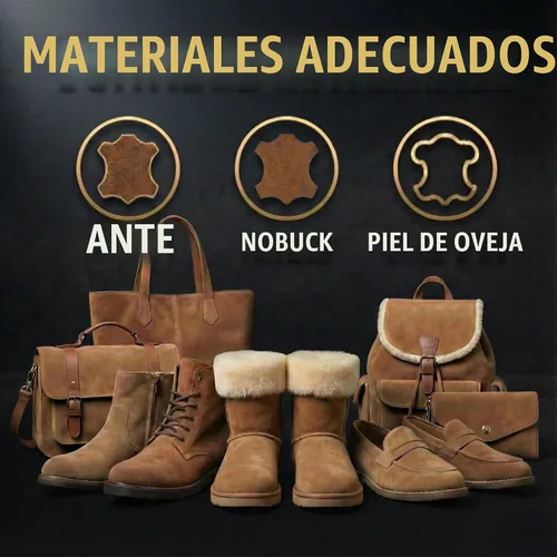 Vista 6 de Eagle Kit de limpieza de gamuza y nobuck – Juego de 5 piezas con limpiador de gamuza de espuma y spray protector, cepillo de 3 vías, cepillo