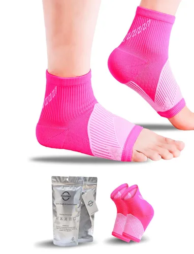 Vista 7 de Calcetines deportivos de compresión elástica para mujer, para aliviar la fascitis plantar, neuropatía, para mujeres y hombres (beige, S)
