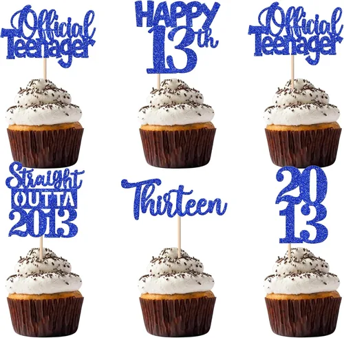 Vista 107 de 30 piezas negras para cupcakes de 10.º cumpleaños con purpurina Ten Happy 10 Straight Outta 2016 para saludos a 10 años 10 cumpleaños, boda Negro