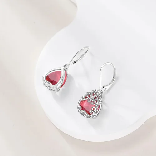 Vista 23 de Aretes colgantes con forma de lágrima de filigrana de piedra lunar de plata de ley 925 con cierre de palanca para mujer, regalos de joyería