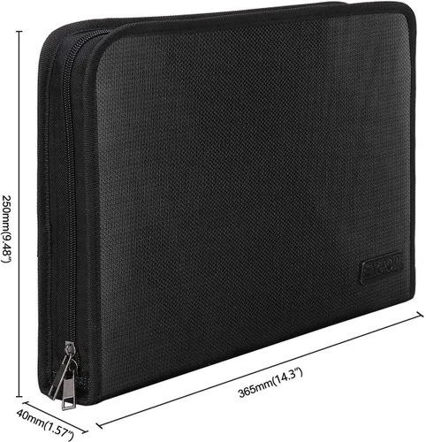 Vista 6 de Carpeta de archivos expansible, organizador de documentos importante, bolsa de documentos ignífuga e impermeable con tamaño A4, 3 bolsillos, cierre