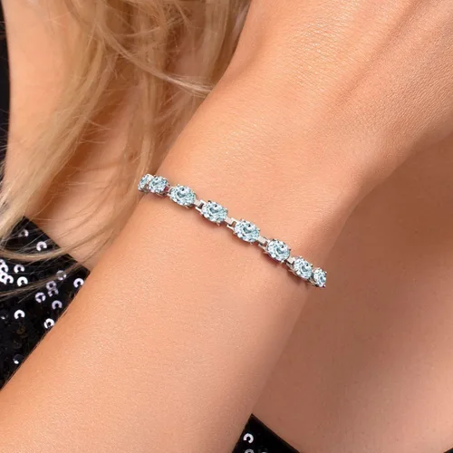 Vista 34 de Gem Stone King Pulsera de plata de ley 925 con piedra natal ovalada de 0.276 x 0.197 in para mujer, totalmente ajustable hasta 9 pulgadas