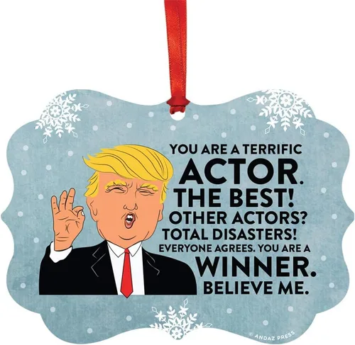 Vista 19 de Andaz Press Presidente Donald Trump Fancy Frame Recuerdo Adorno de Navidad Regalo de broma Ejecutivo de Cuenta, 1 paquete, Divertidas Ideas
