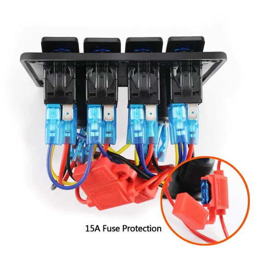 Vista 4 de FXC Panel de interruptor basculante de barco marino impermeable de 4 cuadrillas con doble ranura USB