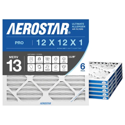 Vista 6 de Aerostar Filtro de aire MERV 8 de 12 x 12 x 1, 4 unidades, tamaño real (11.75 x 11.75 x 0.75), HVAC, aire acondicionado y filtro de horno que