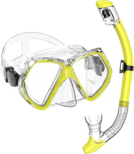 Vista 9 de Equipo de esnórquel para adultos, esnórquel seco, juego de máscara para adultos, máscara de buceo, equipo de buceo, gafas de natación con cubierta