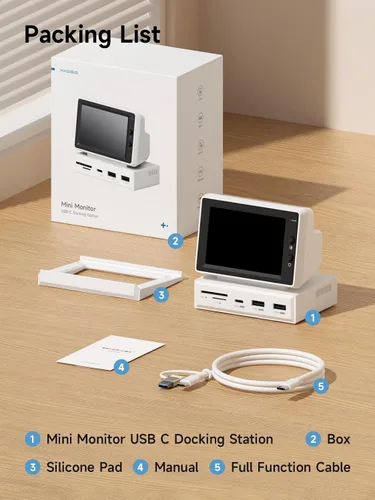 Vista 14 de Hagibis Mini pantalla IPS USB de 3.5 pulgadas con concentrador USB C, monitor USB-C y HDMI, AIDA64, Mini PC, CPU, RAM, HDD, monitor de datos