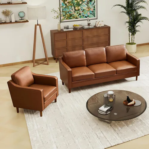 Vista 48 de Kingfun Sofá en Forma de L de 88", Sofá Seccional de Chenilla, Sofás Modernos de Mediados de Siglo con Marco de Madera Maciza para Sala de Estar