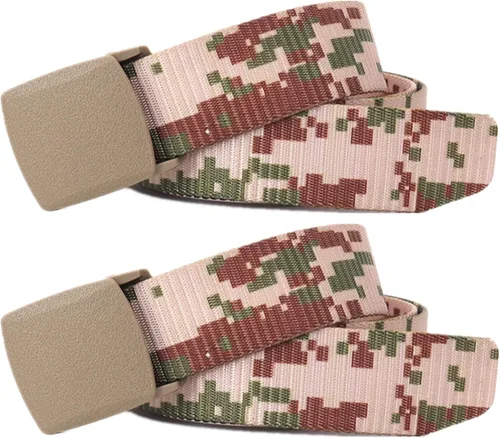 Vista 30 de Cinturón para hombre, cinturón táctico militar de nailon con hebilla sin metal, paquete de 2