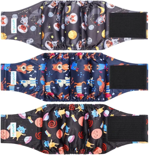 Vista 29 de Paw Legend - Pañales lavables para perro macho (3 unidades), XS, Ejército, Gris, Marina