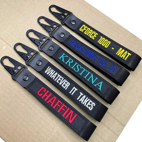Vista 8 de Graceful life Llavero personalizado, cordón de muñeca con número de nombre personalizado, clip para llavero, accesorios para llavero, cordones