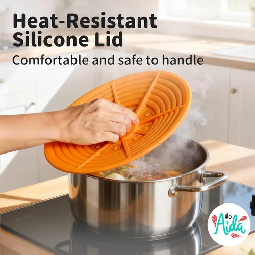 Vista 4 de Tapa universal de silicona para cuencos y ollas pequeñas, silicona de grado alimenticio, sin BPA, cubierta para microondas, protector