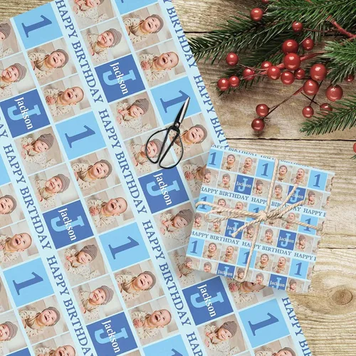 Vista 5 de COLORSFORU Papel de regalo personalizado de feliz cumpleaños con foto de nombre: fabricado en EE. UU., rollo de papel de regalo personalizado, papel