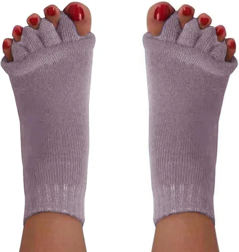 Vista 10 de Happy Feet Toe Alignment Separator Socks, Prevent Foot Cramps and hammertoes, Toe Separator Massage Socks Negro
