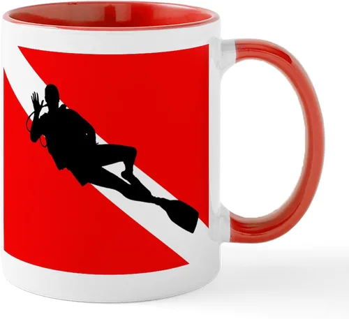 Vista 19 de CafePress Scuba Flag Diver Taza de café de cerámica de 11 oz (11.0 fl oz)