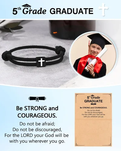 Vista 5 de UNGENT THEM Pulsera de cuerda trenzada con cruz para hombres y niños, Navidad, San Valentín, graduación, Pascua, regalos de bautismo cristiano