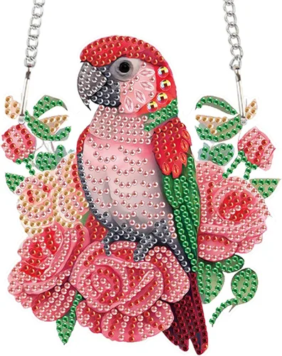 Vista 40 de AiYuanzsh Animal Parrot DIY Kits de Pintura de Arte de Diamante de Acrílico Colgante Pendientes de Arte de Diamante de Rinstone Especialmente