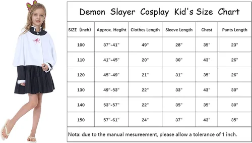 Vista 7 de Conjunto de disfraz de cosplay de anime traje de Demon Slayer uniforme completo para niños y niñas