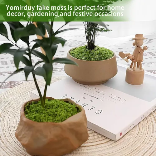 Vista 7 de Musgo artificial de 10.5 onzas para plantas de interior, musgo verde sintético en maceta, decoración de jardín