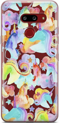 Vista 3 de Mertak Funda transparente para teléfono compatible con LG Stylo 6 5 4 K61 K51S K41S K30 K20 Q70 Q60 cubierta de silicona acuarela diseño colorido