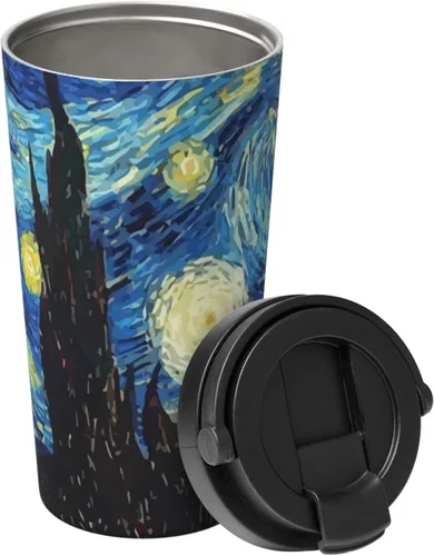 Vista 9 de bassyil Taza de café aislada de Navidad de 17 onzas con asa de tapa abatible, vaso de viaje aislado de acero inoxidable, a prueba de derrames