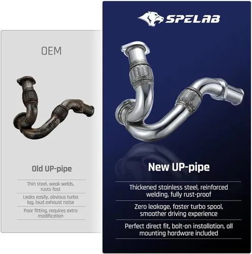 Vista 6 de SPELAB Tubo de Escape Up-Pipe Y-Pipe Adecuado Compatible con Ford 2003-2007 6.0L Powerstroke Diesel F250 F350 F450 Heavy Duty Pulido
